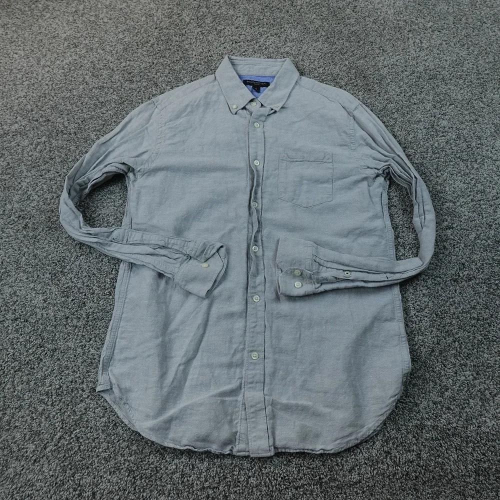 Banana Republic Shirt Mens M Blue Linen Chambray Slim Fit Button Up Long Sleeve